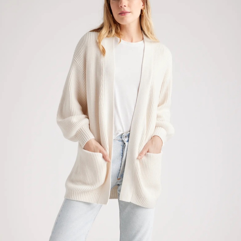 100% Organic Cotton Oversized Cardigan Ivory